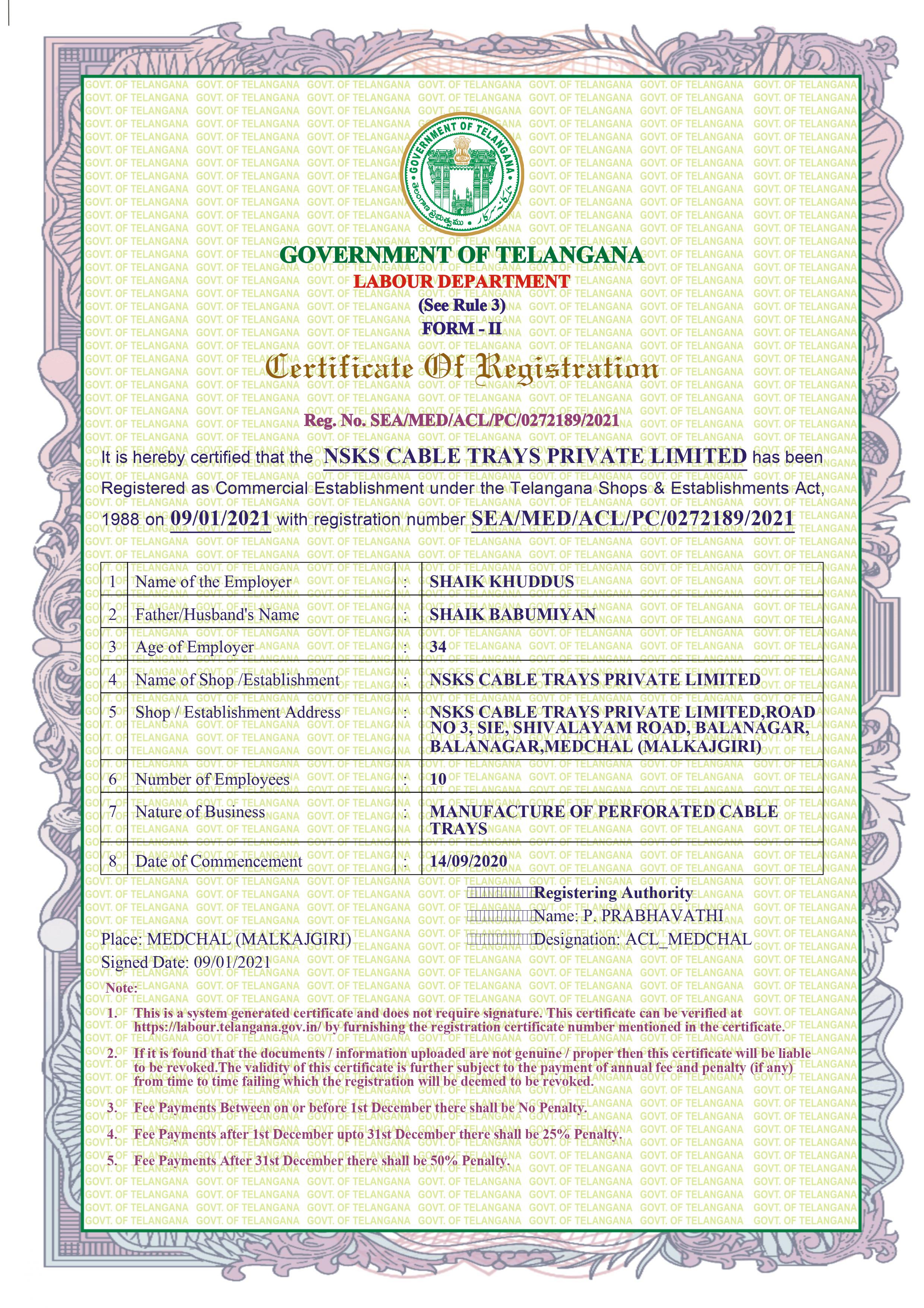 Labour Department Registration